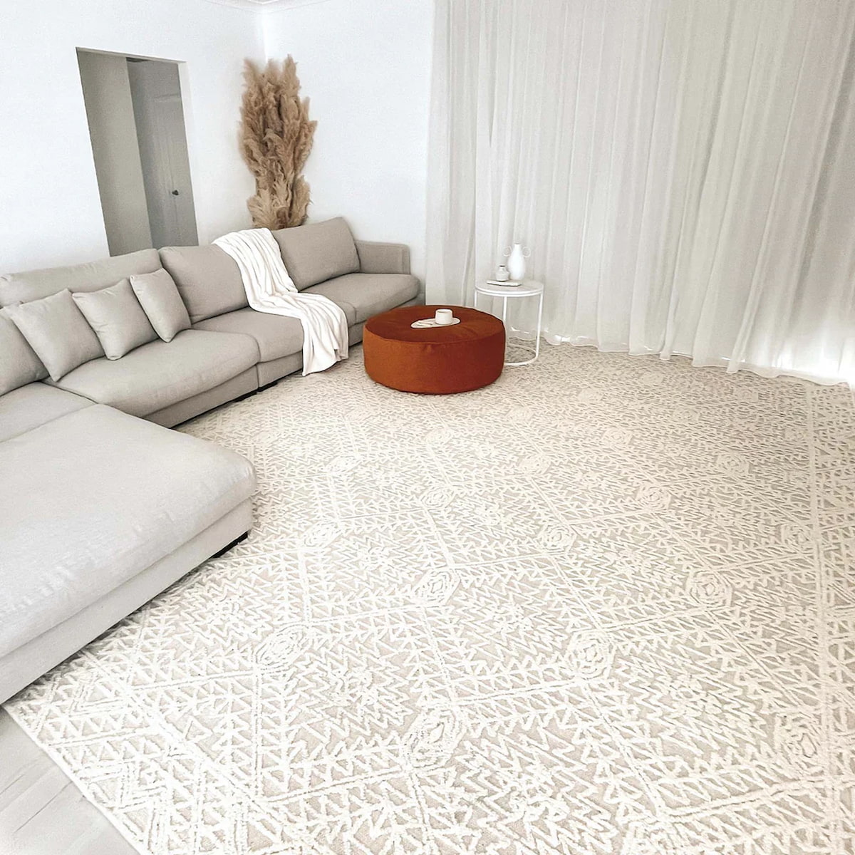 beige floor rug