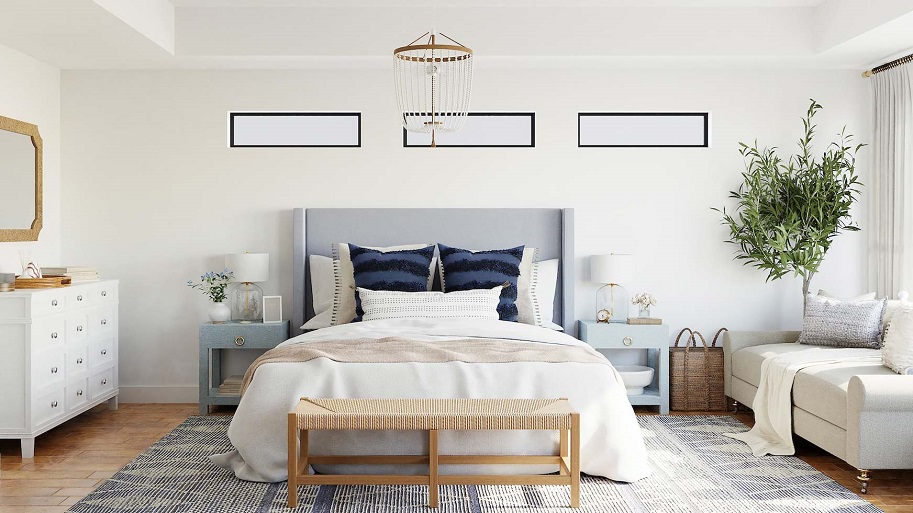 bedroom decorated with Hamptons-style