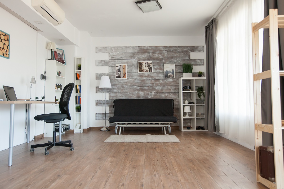 living room with vinyl flooring