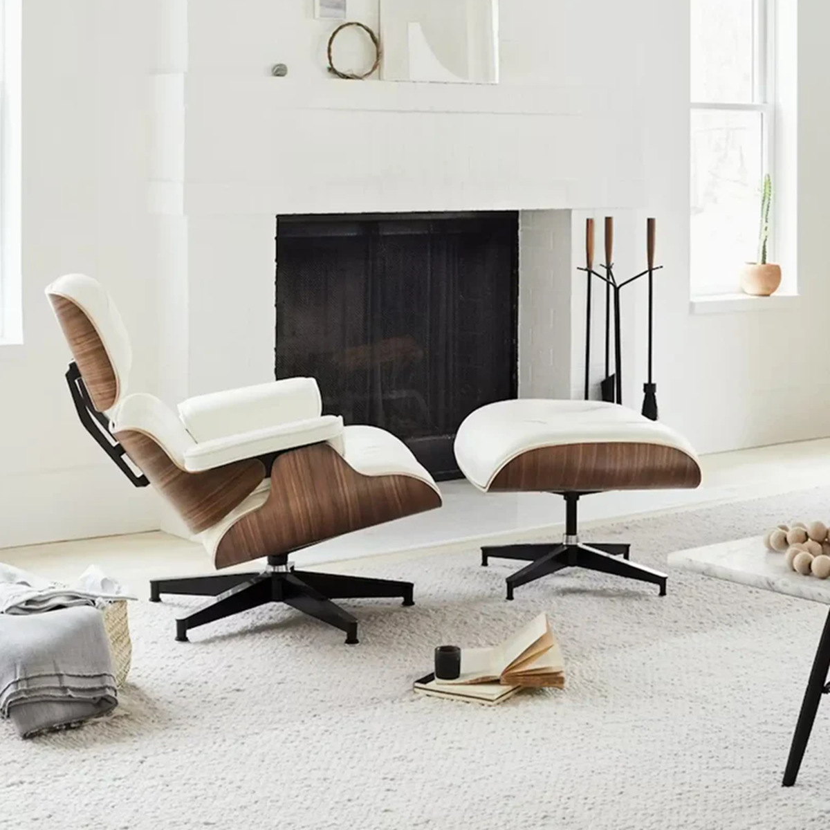 Eames® Lounge Leather Chair and Ottoman - Tall Size