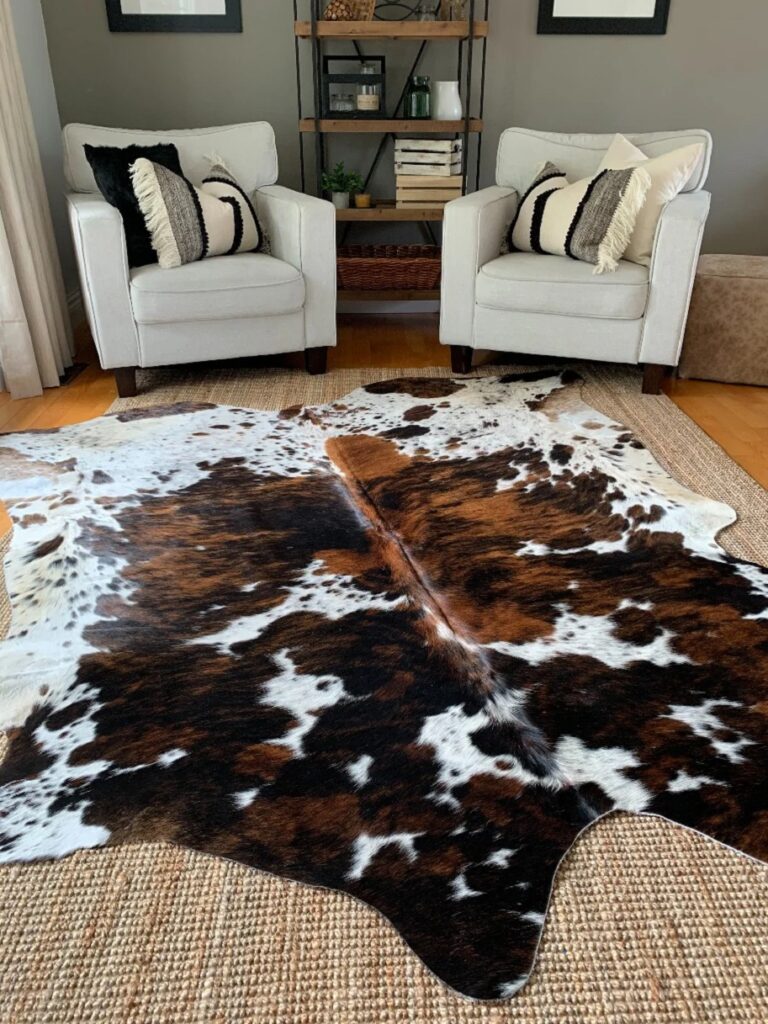 Tricolor cowhide rug