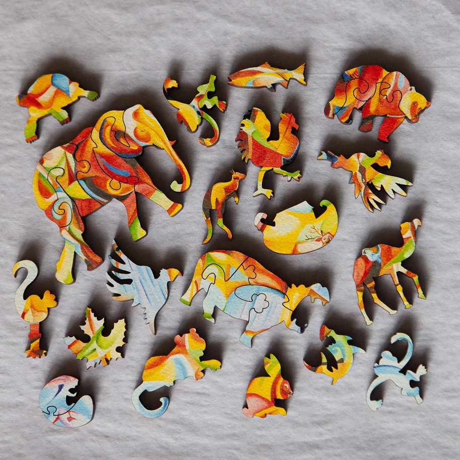 Wooden puzzle pieces